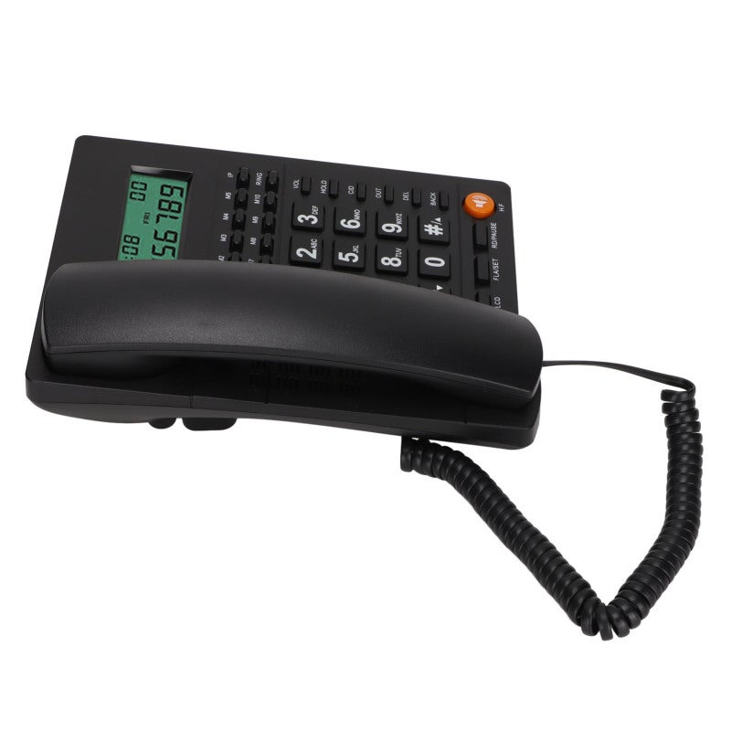 Corded Telephone LCD Adjustable Brightness Caller ID Display Function - Real Time Date Week Display 50 Groups Call Record for Office Desktop - Image 2