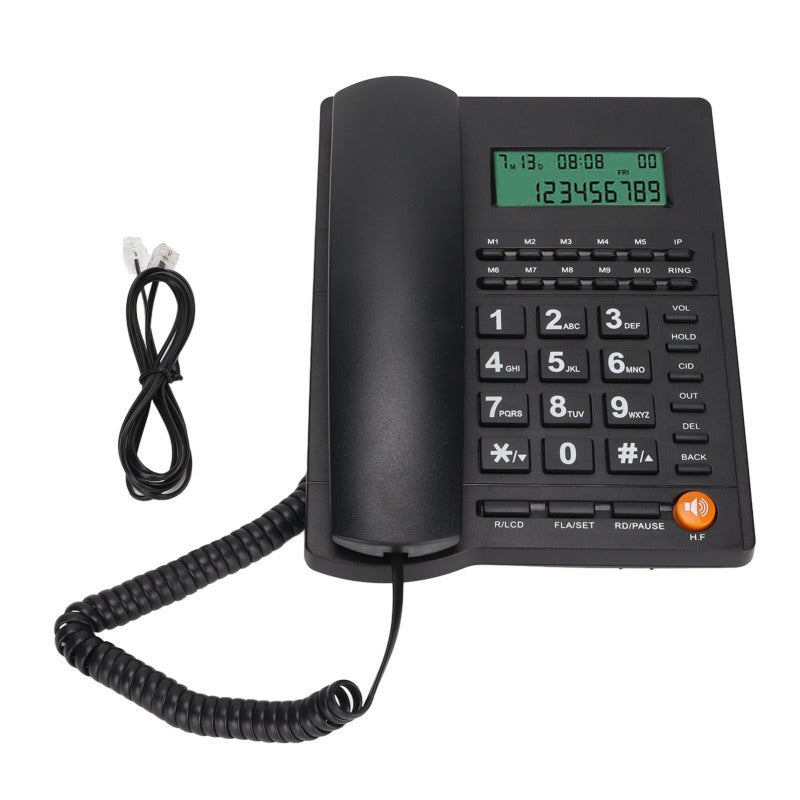 Corded Telephone LCD Adjustable Brightness Caller ID Display Function - Real Time Date Week Display 50 Groups Call Record for Office Desktop - Image 1