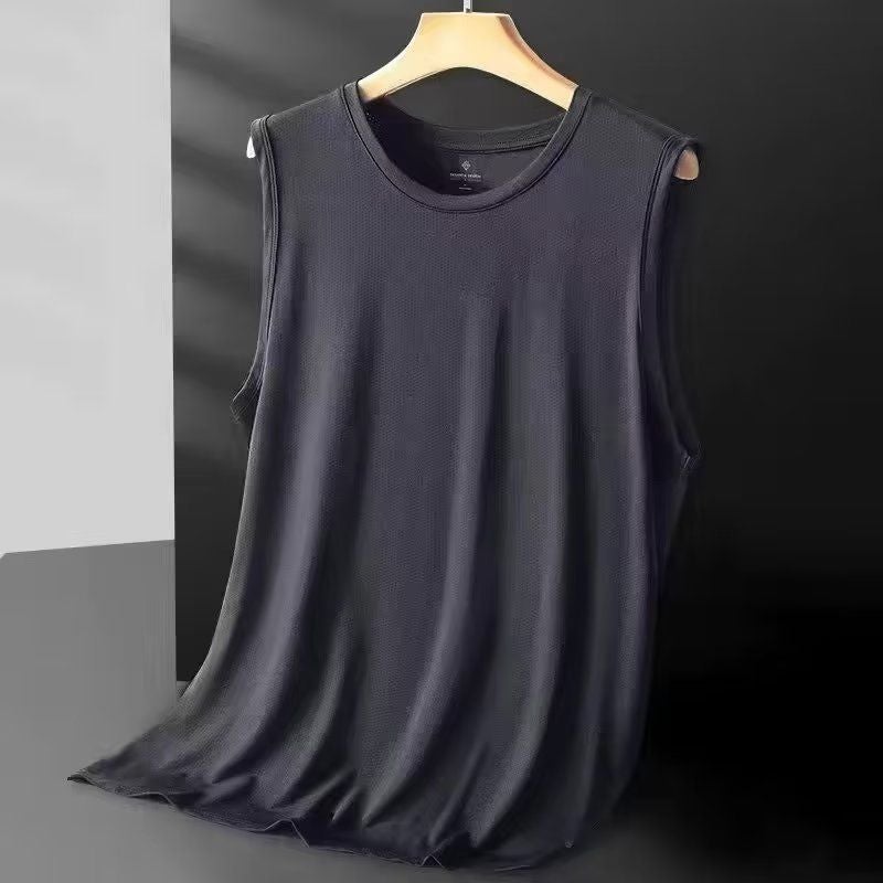 Mens Summer Mesh Breathable Sleeveless Sports Vest [dark gray]]  - Image 1