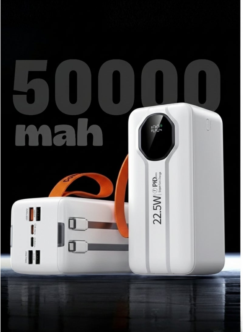 Levino N60 50,000mAh Power Bank, 22.5W PD Ultra-Fast Charging Portable Charger with Built-In Type-C & Lightning Cables, 4 USB and 2 Type-C Ports, 6 Outputs, 2 Inputs, Digital Battery Display for iPhone, Samsung, Xiaomi, Huawei & Android – Black - Image 1