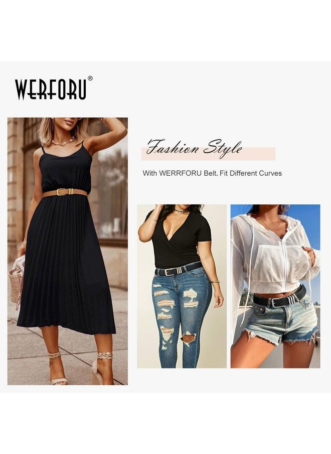 Werforu - 3 Pack Women’ Leather Belt With Square Gold Buckle Fashion Ladies Leather Waist Belt For Jeans Dress - Image 1