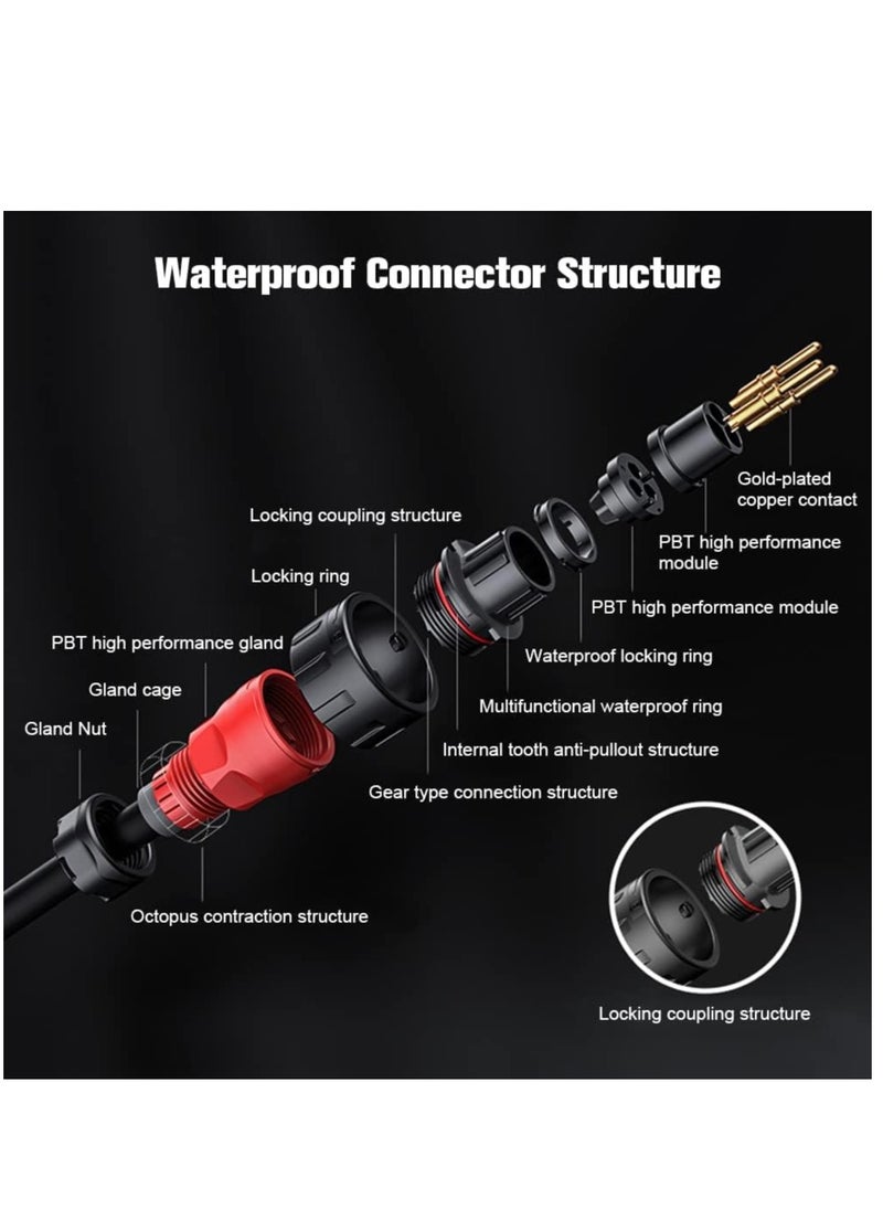 Generic - 3 Pin Waterproof Connector, Industrial Power Circular Connector, Aviation Cable Connector for Industrial, Power, Car, and Other Indoor/Outdoor Male and Female Connectors - Image 1