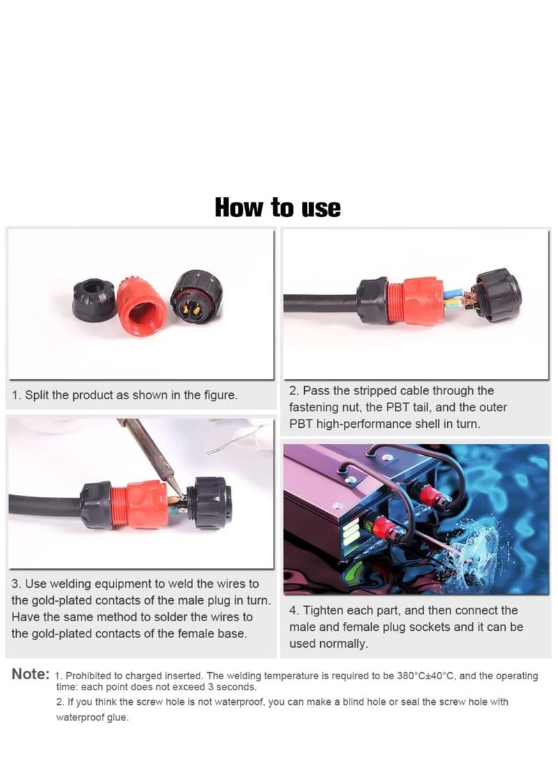 Generic - 3 Pin Waterproof Connector, Industrial Power Circular Connector, Aviation Cable Connector for Industrial, Power, Car, and Other Indoor/Outdoor Male and Female Connectors - Image 1
