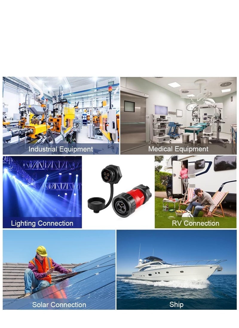 Generic - 3 Pin Waterproof Connector, Industrial Power Circular Connector, Aviation Cable Connector for Industrial, Power, Car, and Other Indoor/Outdoor Male and Female Connectors - Image 1