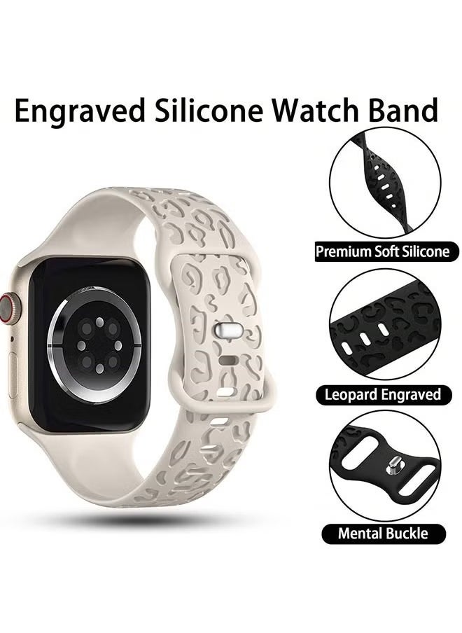 Generic - Suitable for Apple Watch Ultra s9 Silicone Laser Leopard Print 41mm40mm38mm Apple Watch Strap - Image 1
