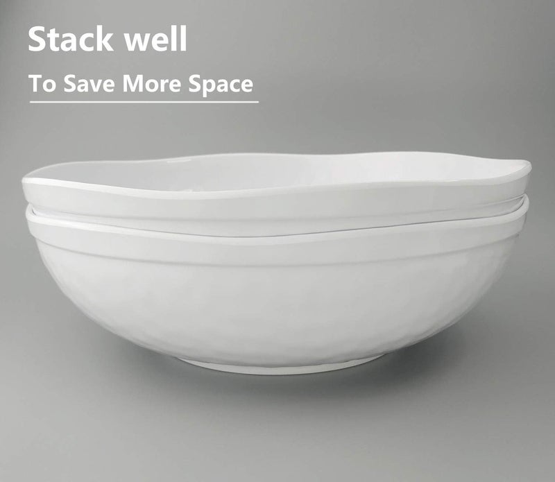 KX-WARE Melamine Serving Bowls -2pcs 12inch Larger Salad Bowls/Mixing Bowls,White Color| Break-resistant 100% Melamine Bowls | Dishwasher Safe,BPA Free - Image 3