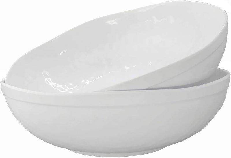 KX-WARE Melamine Serving Bowls -2pcs 12inch Larger Salad Bowls/Mixing Bowls,White Color| Break-resistant 100% Melamine Bowls | Dishwasher Safe,BPA Free - Image 1