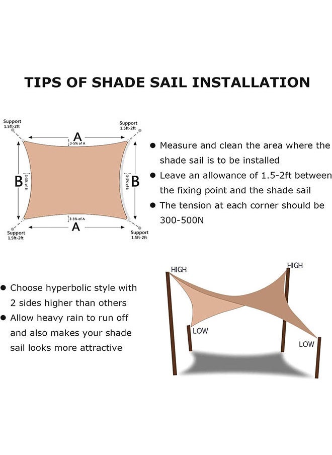 Arabest Shade Sail Beige Sun Shade Sail 9.8ft x 16ft Rectangle Canopy Awning Fabric Cloth Screen - UV Block UV Resistant Heavy Duty Commercial Grade - Outdoor Patio Carport (3 x 5 m)  - Image 4