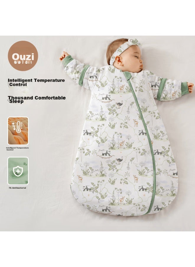 Ouyun Baby Sleeping Bag, Autumn And Winter Children's Warm Ginger Constant Temperature Anti-kick Blanket, 1-3 Years Old Infant Padded Integrated Sleeping Bag, Squirrel 75 - Image 4
