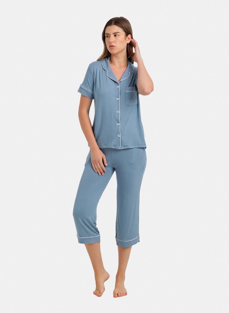 Carina Classic Piping Pyjama Set - Image 1