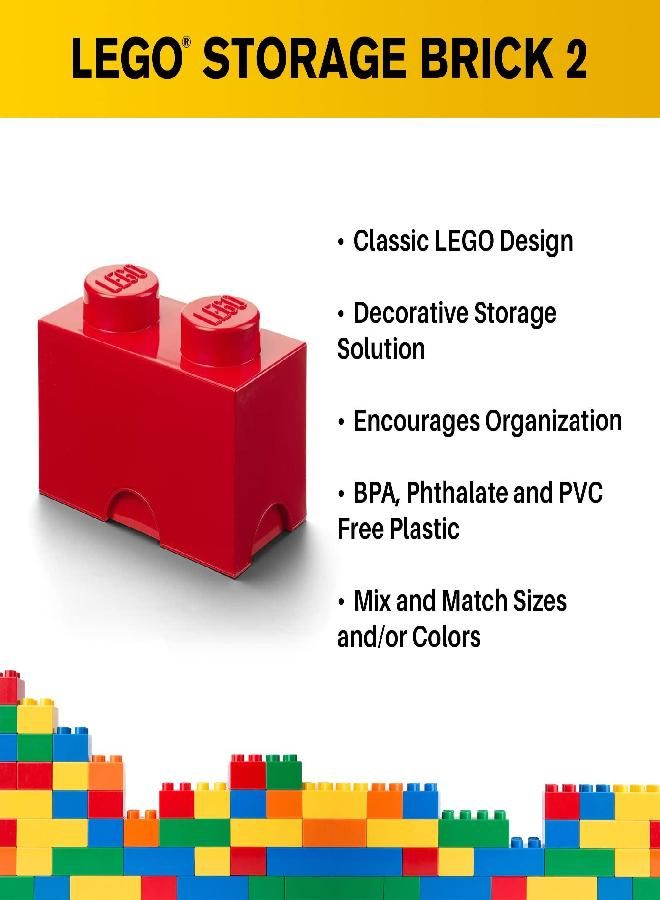 Room Copenhagen, LEGO Storage Brick Box - Stackable Storage and Decorative Organization for Building Blocks and Other Toys - 9.84x x 4.92 x 7.40in - Bright Red, Brick 2 - Image 1