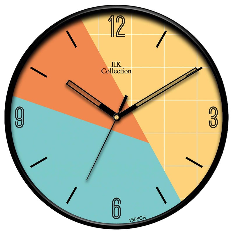 IIK COLLECTION 12-inch Plastic Designer Analogue Sweep Silent (No Tic-Tic Sound) Quartz Movement Round Wall Clock for Home, Wall Clock for Living Room, Bedroom, (30 cm x 30 cm x 6 cm) - Image 1