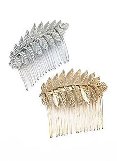 Yueton 2Pcs Gold And Silver Leaf Olive Branch Leaves Fashion Ladies Bride Wedding Hair Combs Headdress Hair Pins  - Image 1