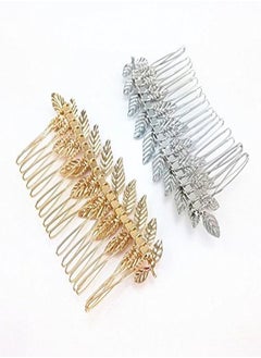 Yueton 2Pcs Gold And Silver Leaf Olive Branch Leaves Fashion Ladies Bride Wedding Hair Combs Headdress Hair Pins  - Image 3