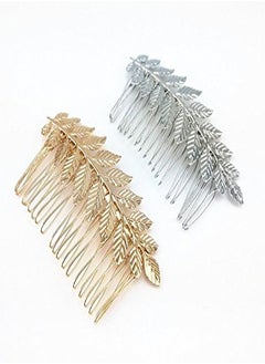 Yueton 2Pcs Gold And Silver Leaf Olive Branch Leaves Fashion Ladies Bride Wedding Hair Combs Headdress Hair Pins  - Image 2