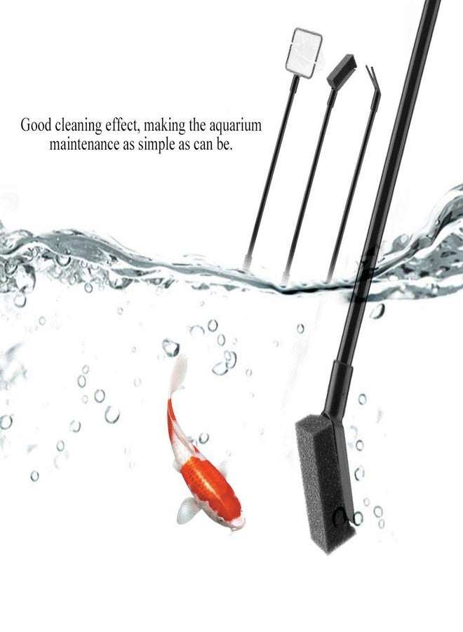 Zerodis 4 in 1 Portable Aquarium Cleaning Tool Set Long Handle Fish Cleaner Include Fish Net Shovel Sponge Brush Plant Fork - Image 3
