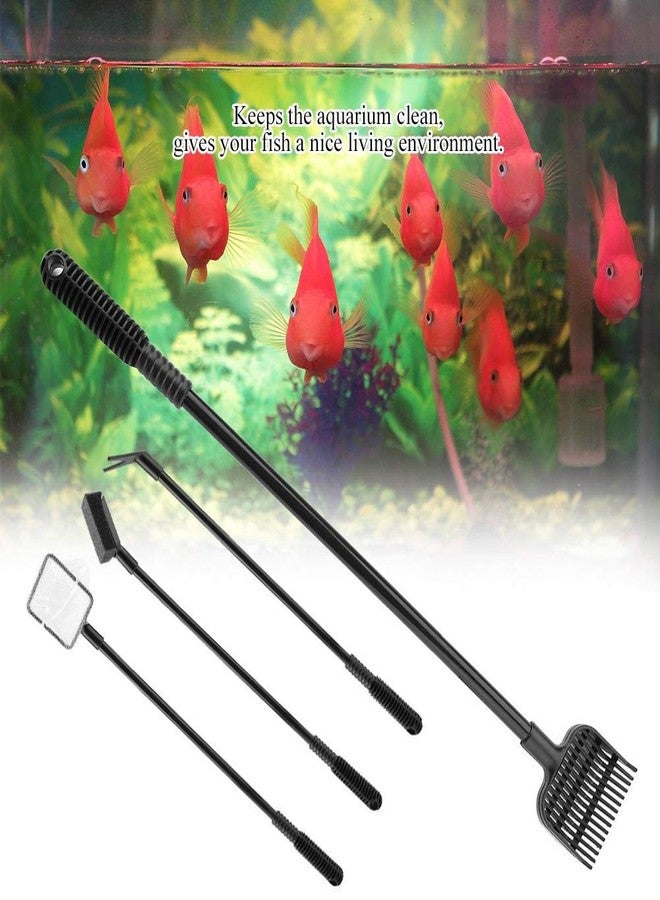 Zerodis 4 in 1 Portable Aquarium Cleaning Tool Set Long Handle Fish Cleaner Include Fish Net Shovel Sponge Brush Plant Fork - Image 2