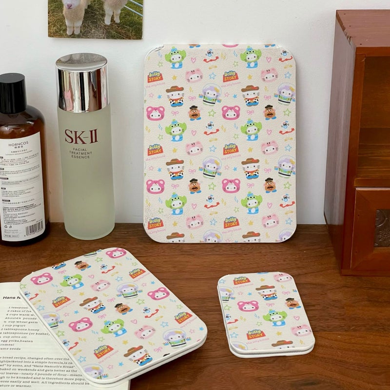 Girl'S Heartbreak Flower Folding Mirror Cosmetic Mirror Portable Travel Student Dormitory Dressing Table-Style Stand-Up Small Mirror - Image 1