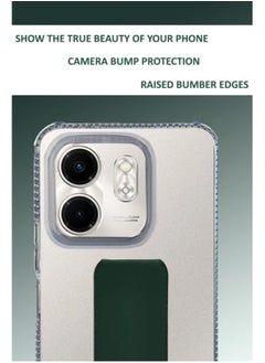 Generic For Infinix Smart 9 Transparent Shock Proof Silicone- Magnetic Case With Hand Grip Holder & Kickstand -Clear/Green  - Image 4