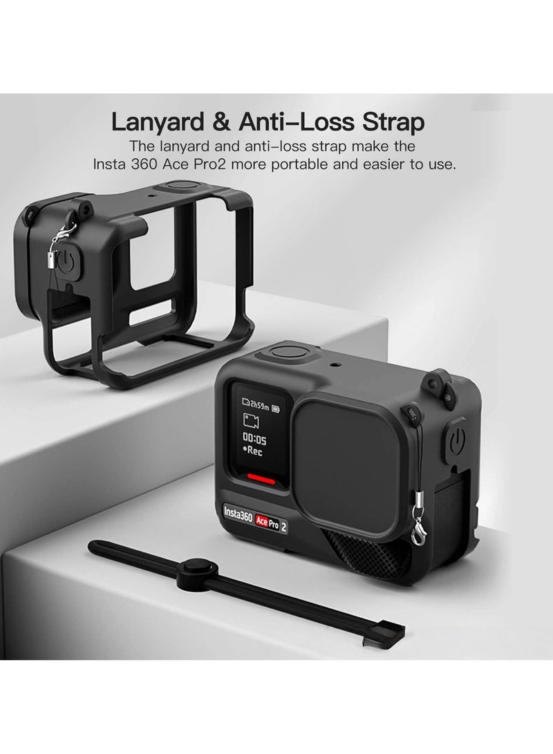 For Insta360 Ace Pro2 Accessory Kit: Silicone Case + Lens Cap + 2 Sets of Tempered Film + Hand Strap + Lobster Clip + Carrying Case - Image 2