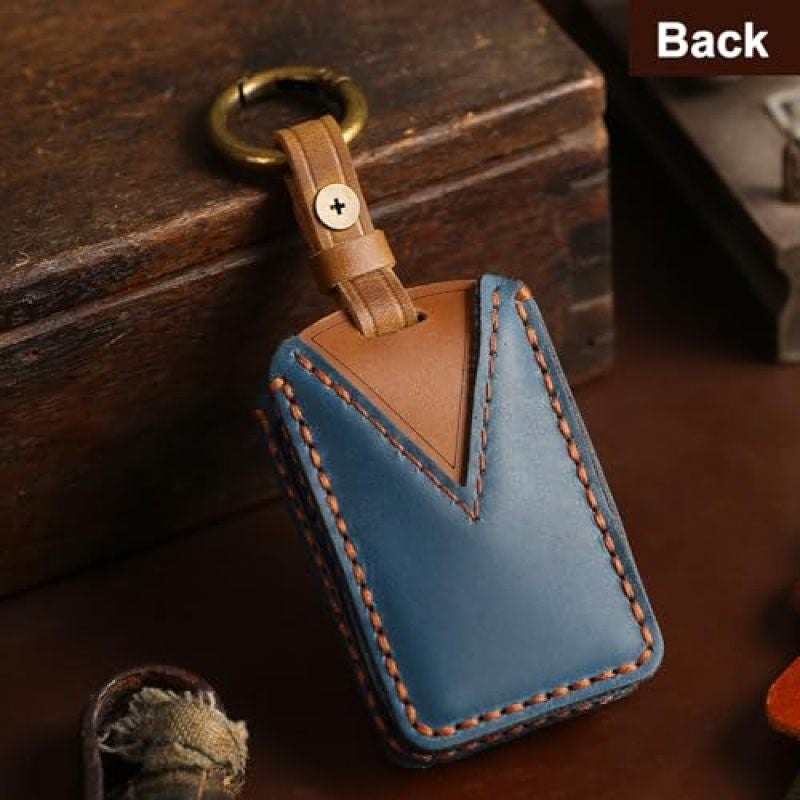 Leather Key Fob Case: Blue Screw-Free Key Fob Protector - Luxury Key Fob Cover for Car Owners - Image 4