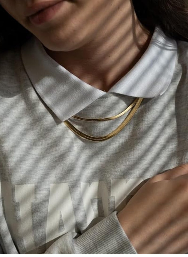 SARAOONT SARAOONT 18K Gold Plated Necklace Chain for Women Adjustable Cuban Link with Gift Box - Image 4