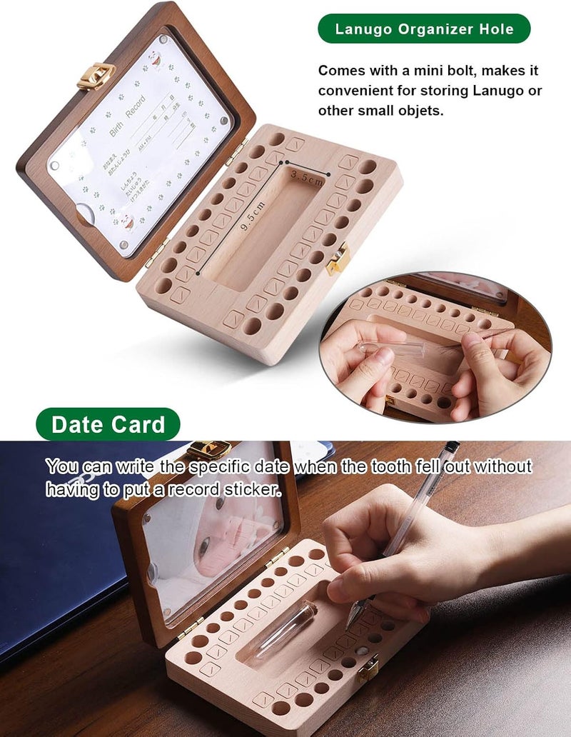 Yukidoke Baby Tooth Keepsake Box - Wooden Tooth Fairy Holder for Kids with Photo Frame - Image 4