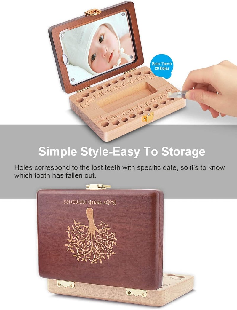 Yukidoke Baby Tooth Keepsake Box - Wooden Tooth Fairy Holder for Kids with Photo Frame - Image 5