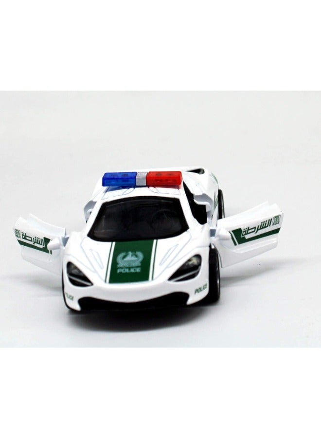 حديقة الألعاب نموذج سيارة الشرطة الفاخرة المصبوب من سبيكة محاكاة | لعبة سيارة صغيرة بول باك آند جو للأطفال - Image 5