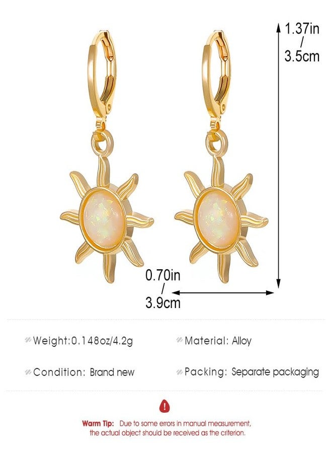 MarveBard Gold Sun Earrings for Women Unique Spiral Sun Drop Dangle Earrings Bohemian Crystal Sunflower Hoop Earrings Huggie Hoop Earrings Christmas Birthday Party Jewelry (Gold) - Image 5