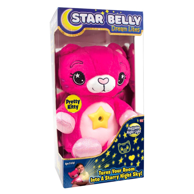 Ontel Star Belly Dream Lites, Stuffed Animal Night Light, 3 years and up, Pretty Pink Kitty - Projects Glowing Stars & Shapes in 6 Gentle Colors, As Seen on TV - Image 1