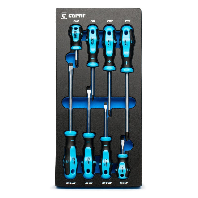 Capri Tools 25000SS8KMT Kontour Screwdriver Set 8Piece with The Mechanics Tray