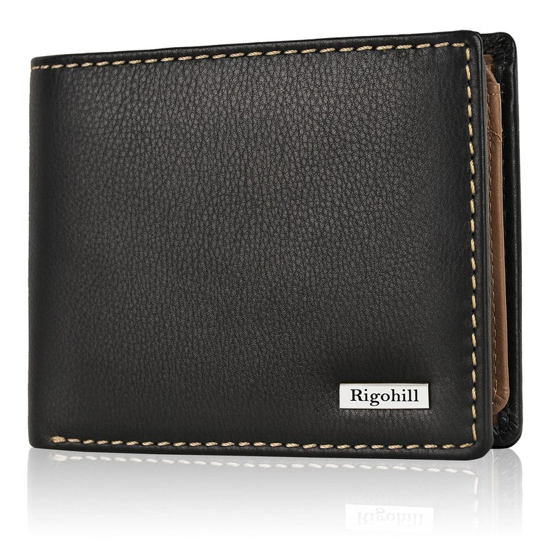 Rigohill Martin Black Printed Mens Leather Wallet | Leather Wallet for Men | RFID Mens - Image 1