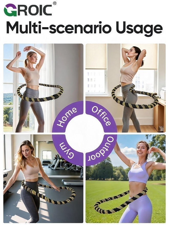 GROIC 1.51Kg Weighted Hoop for Adults,Weighted Soft Hula Hoop,Soft Fitness Spring Hoop for Women Weight Loss, Weighted Exercise Infinity Hoop, Foldable and Portable Hula Circle Hoops for Home Travel - Image 3