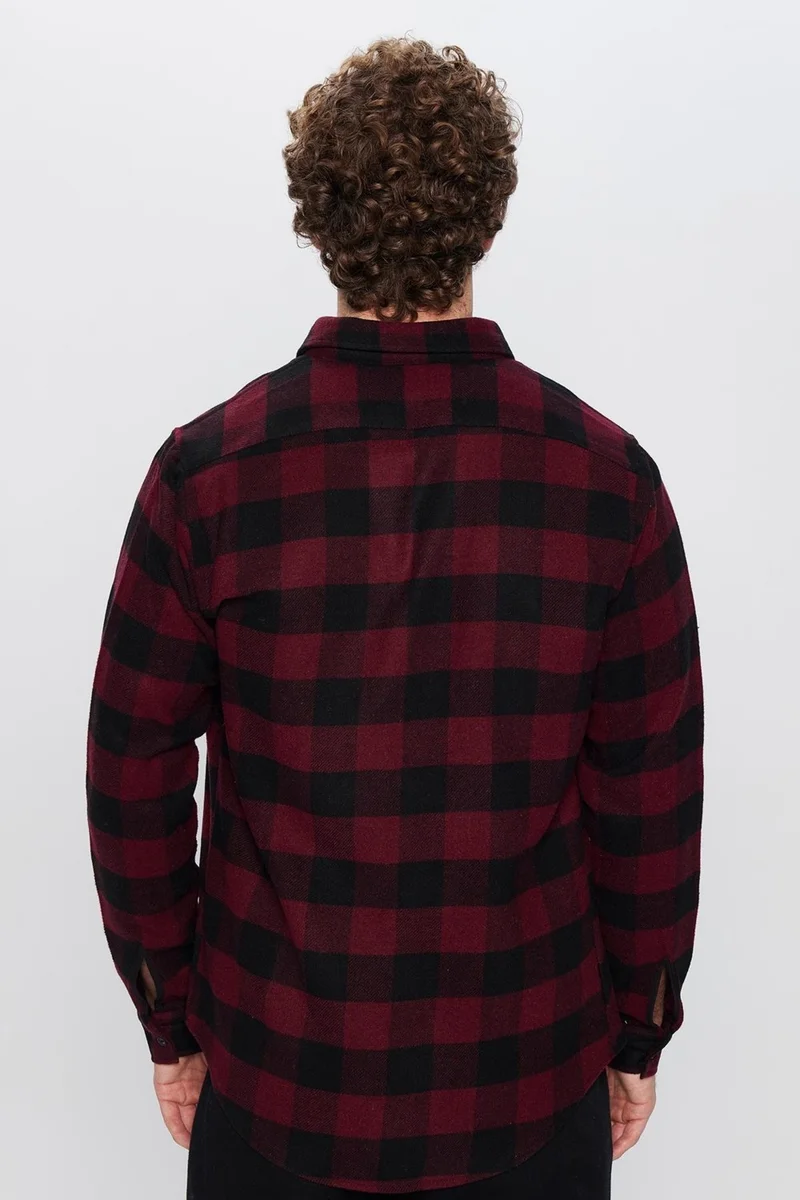 تودورس Men's Slim Fit Slim Fit Lumberjack Button-down Collar Checkered Winter Shirt