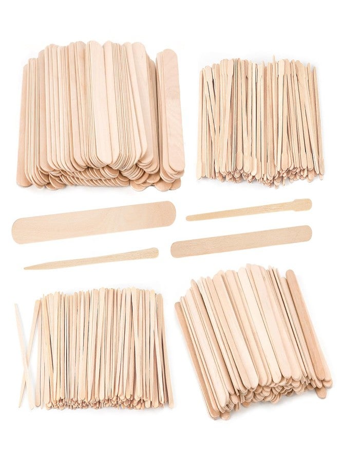 EWVVSS 4 Style 1000 Pcs Waxing Sticks Assorted Wax Applicator Sticks for Body Legs Face with Small Medium Large Sizes Wood Popsicle Sticks for Waxing Or Wood Craft Sticks - Image 1