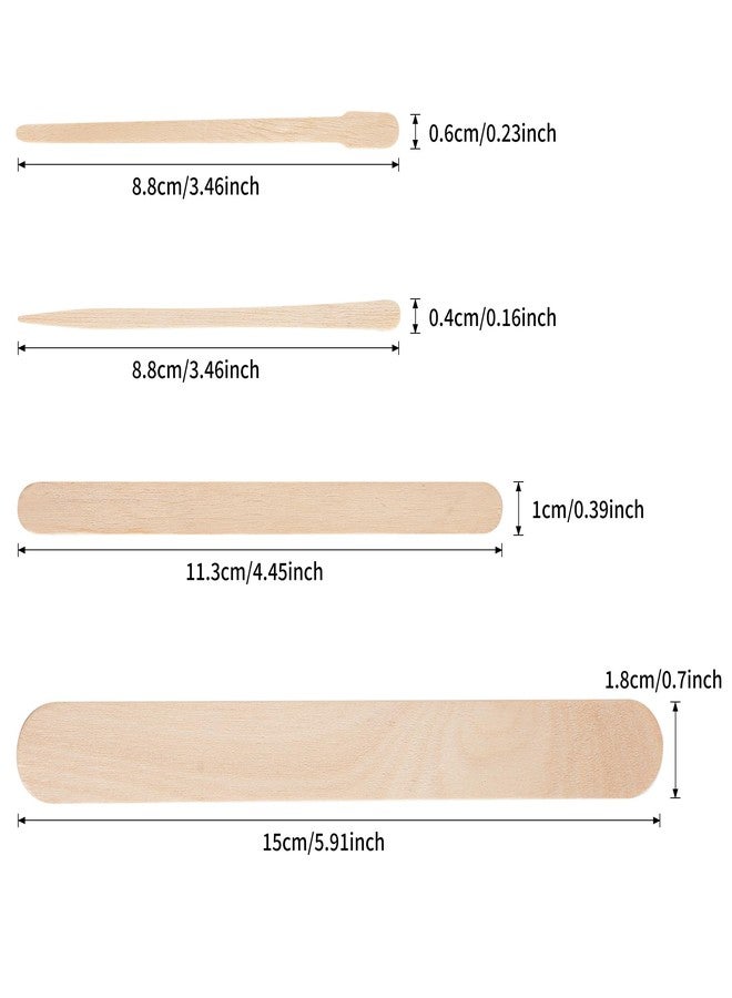 EWVVSS 4 Style 1000 Pcs Waxing Sticks Assorted Wax Applicator Sticks for Body Legs Face with Small Medium Large Sizes Wood Popsicle Sticks for Waxing Or Wood Craft Sticks - Image 3