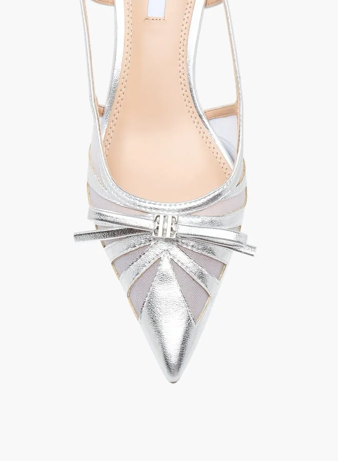 ELLE Women's Bow Accent Shoes with Buckle Closure and Kitten Heels