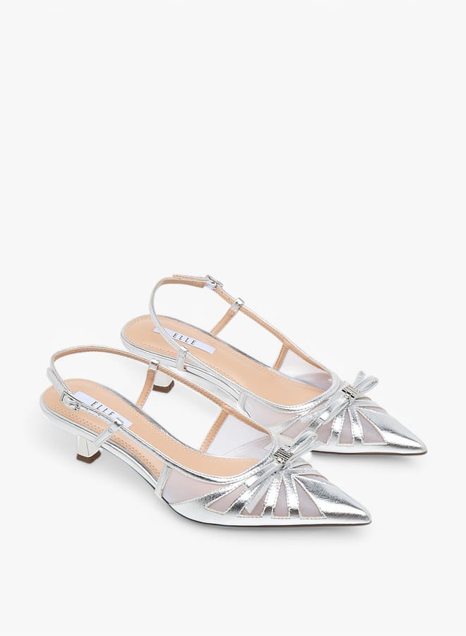 ELLE Women's Bow Accent Shoes with Buckle Closure and Kitten Heels  - Image 1