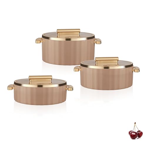 Trueware Sterling Casserole Set | BPA Free | and Comes with A Lid & Handle| Keeps Food Hot & Fresh for Long Hours| Suitable for Chapati, Roti, Biryani, Pulao and More (Peach, 2000, 2500 & 3500 ML) - Image 1