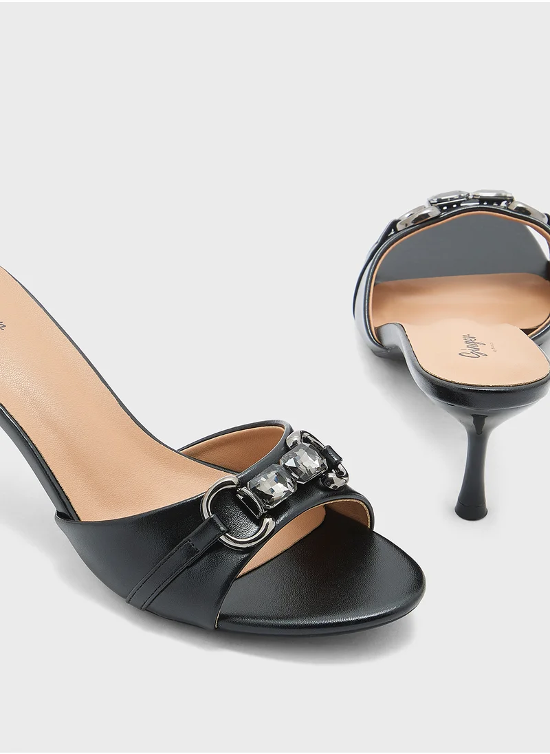 Ginger Chunky Trim Mule Heel Sandal