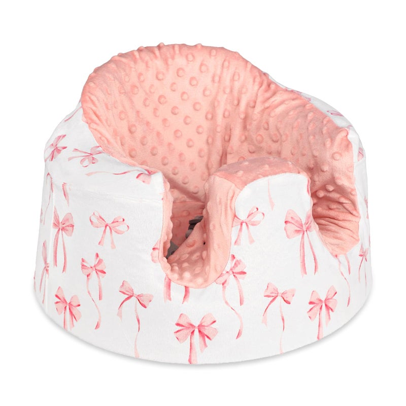 DAYEEBALL Seat Cover Compatible with Bumbo Seat, Soft and Breathable Baby Floor Seat Cover for Baby Boy & Girl (Cover Only), Pink Bow - Image 1