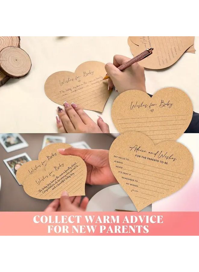32pcs Double Sided Card Set Kraft With Wooden Box 30 Cards And A Greeting Card For Parents To Be Advice And Wishes Shower Decoration Gifts - Image 2