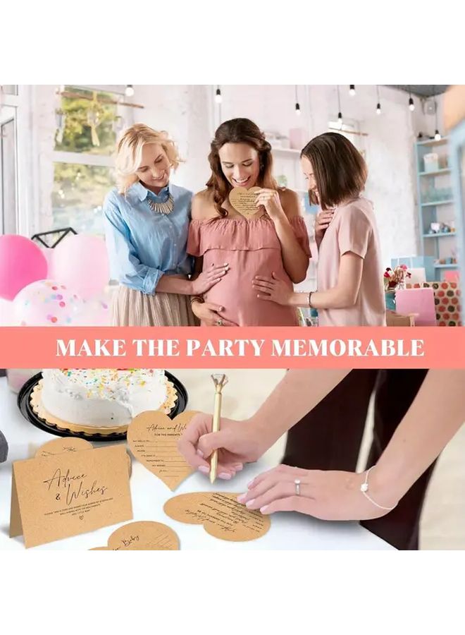 32pcs Double Sided Card Set Kraft With Wooden Box 30 Cards And A Greeting Card For Parents To Be Advice And Wishes Shower Decoration Gifts - Image 4