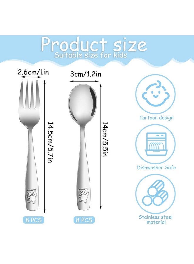 Pimoys 12 Pieces Kids Silverware Toddler Utensils Kids Forks and Spoons Set, Metal Toddler Cutlery Stainless Steel Childrens Flatware Set, Dishwasher Safe