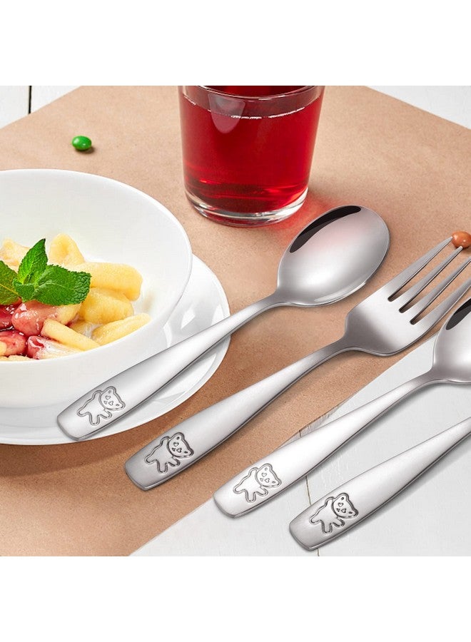 Pimoys 12 Pieces Kids Silverware Toddler Utensils Kids Forks and Spoons Set, Metal Toddler Cutlery Stainless Steel Childrens Flatware Set, Dishwasher Safe