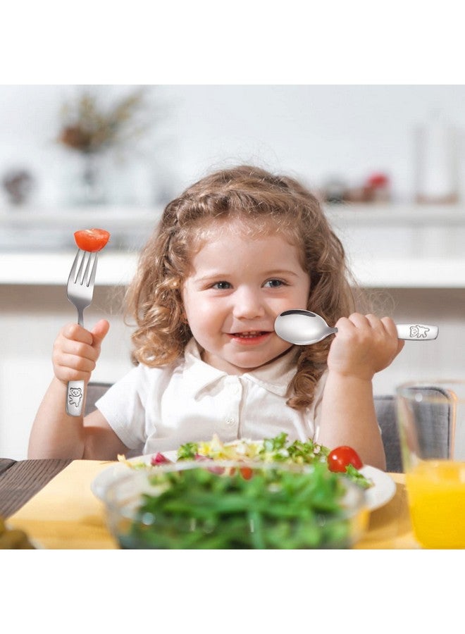 Pimoys 12 Pieces Kids Silverware Toddler Utensils Kids Forks and Spoons Set, Metal Toddler Cutlery Stainless Steel Childrens Flatware Set, Dishwasher Safe
