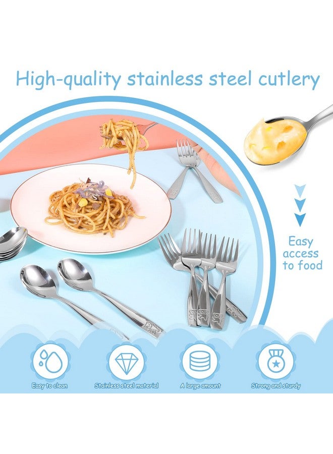 Pimoys 12 Pieces Kids Silverware Toddler Utensils Kids Forks and Spoons Set, Metal Toddler Cutlery Stainless Steel Childrens Flatware Set, Dishwasher Safe