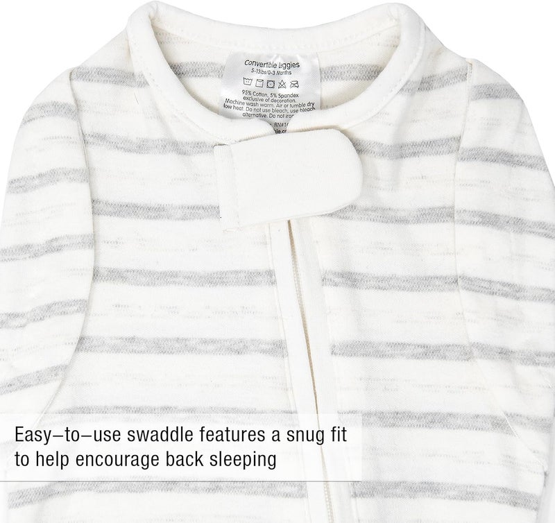 Woombie Leggies Combination Swaddle with Convertible Arms  Hip Healthy FreeLegs Transition Swaddle with Arms inOut Options  Twilight Gray Stripes 36 Months - Image 2