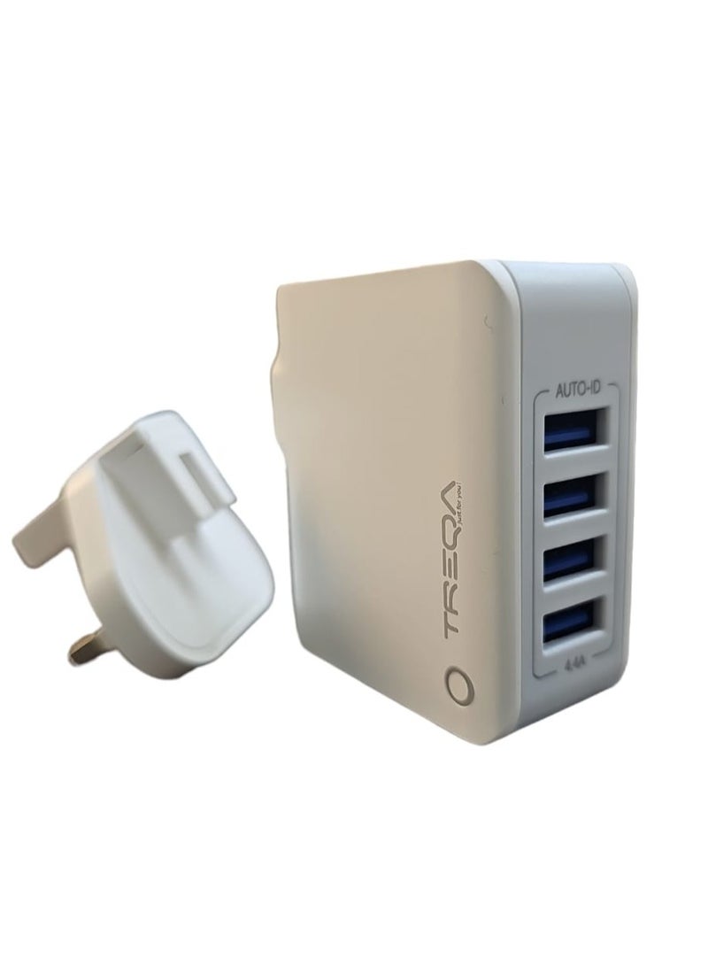 TREQA Trika 4-Port USB Wall Charger White Model CH-604 - Image 2
